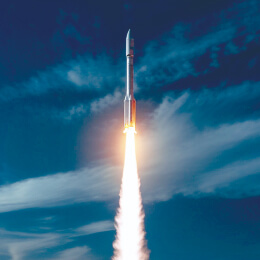 ロケットが宇宙に向かって飛び立っている写真